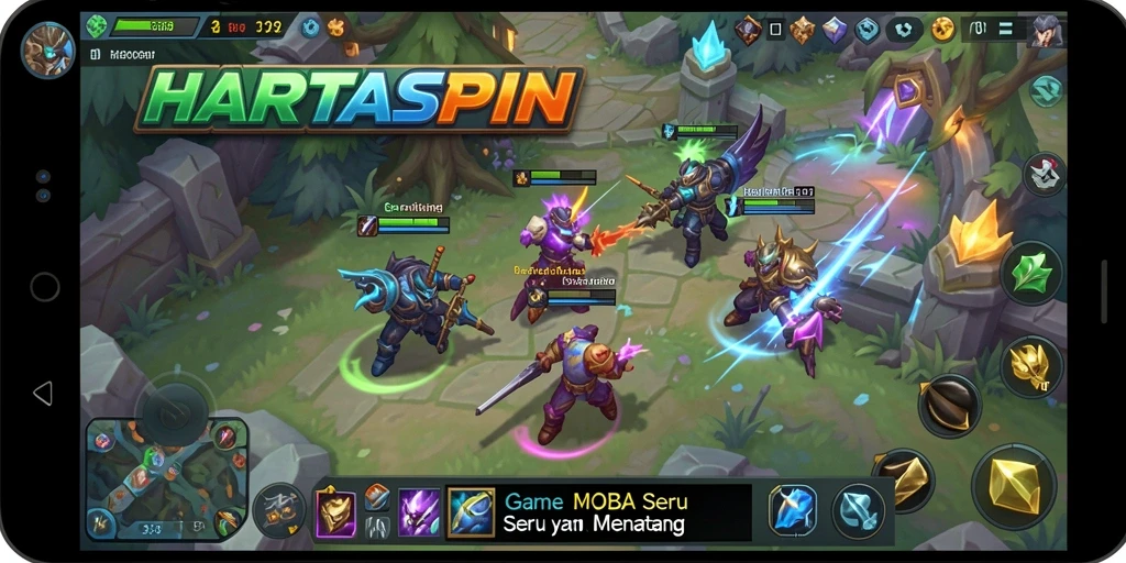 Tampilan gameplay HARTASPIN dengan aksi seru dan strategis.