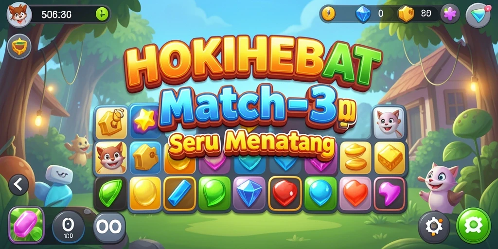 Screenshot gameplay HOKIHEBAT yang penuh dengan aksi Match-3.
