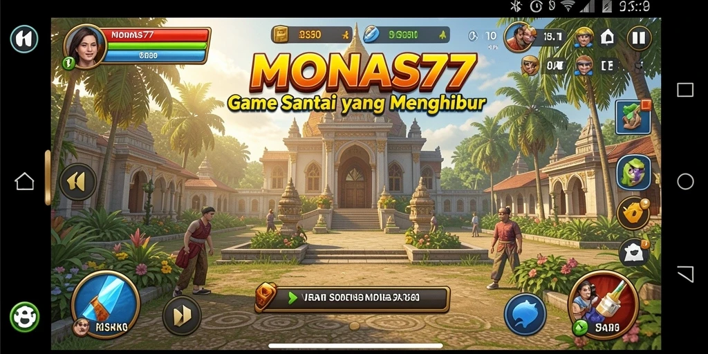 Tampilan gameplay MONAS77 yang penuh warna dan seru.