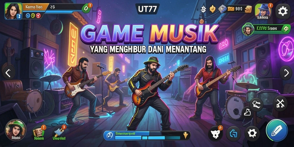 Screenshot UT77 yang menampilkan keseruan gameplay musik.